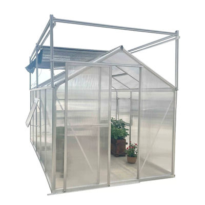 Aluminum Green Greenhouse Environment with Wind Protection Gable Roof and Window Easy Assembly Green