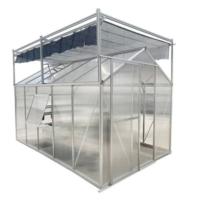 Aluminum Gable Roof Garden Greenhouse with UV Protection Snow / Wind Protection Ventilation Window